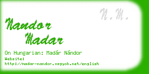 nandor madar business card